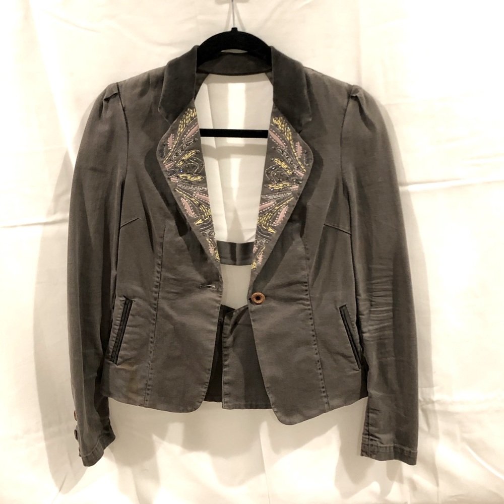 Vintage grey open back blazer